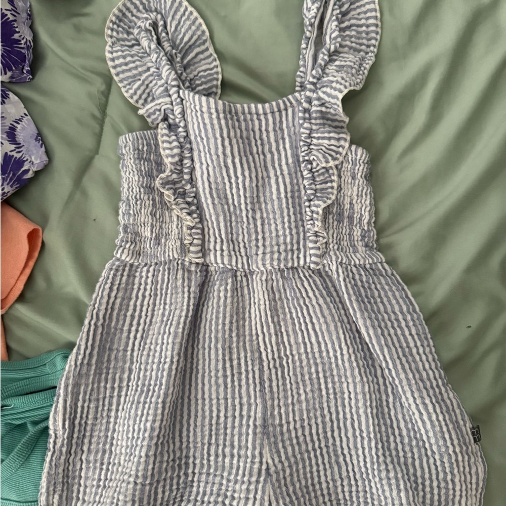 Striped Blue and White Kids One Piece